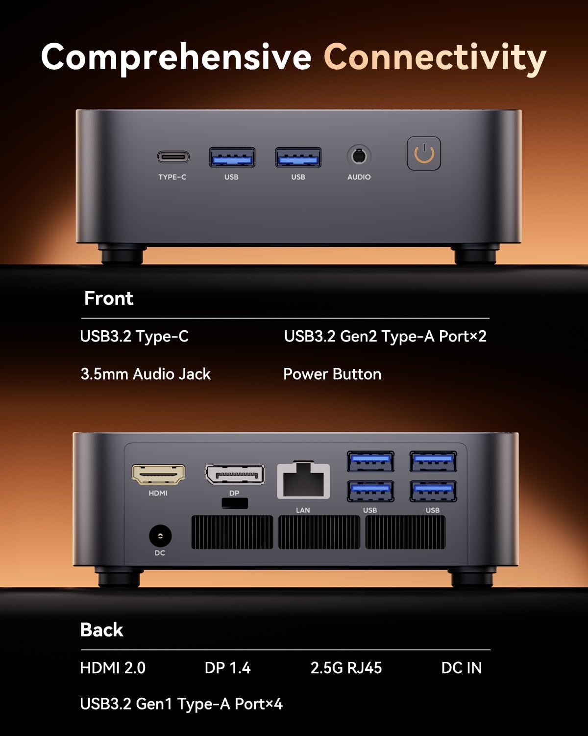 The CTONE M2 mini PC features an Intel Core i9-14900HX processor (up to 5.8 GHz), 32GB of DDR4 memory, a 1TB NVMe SSD