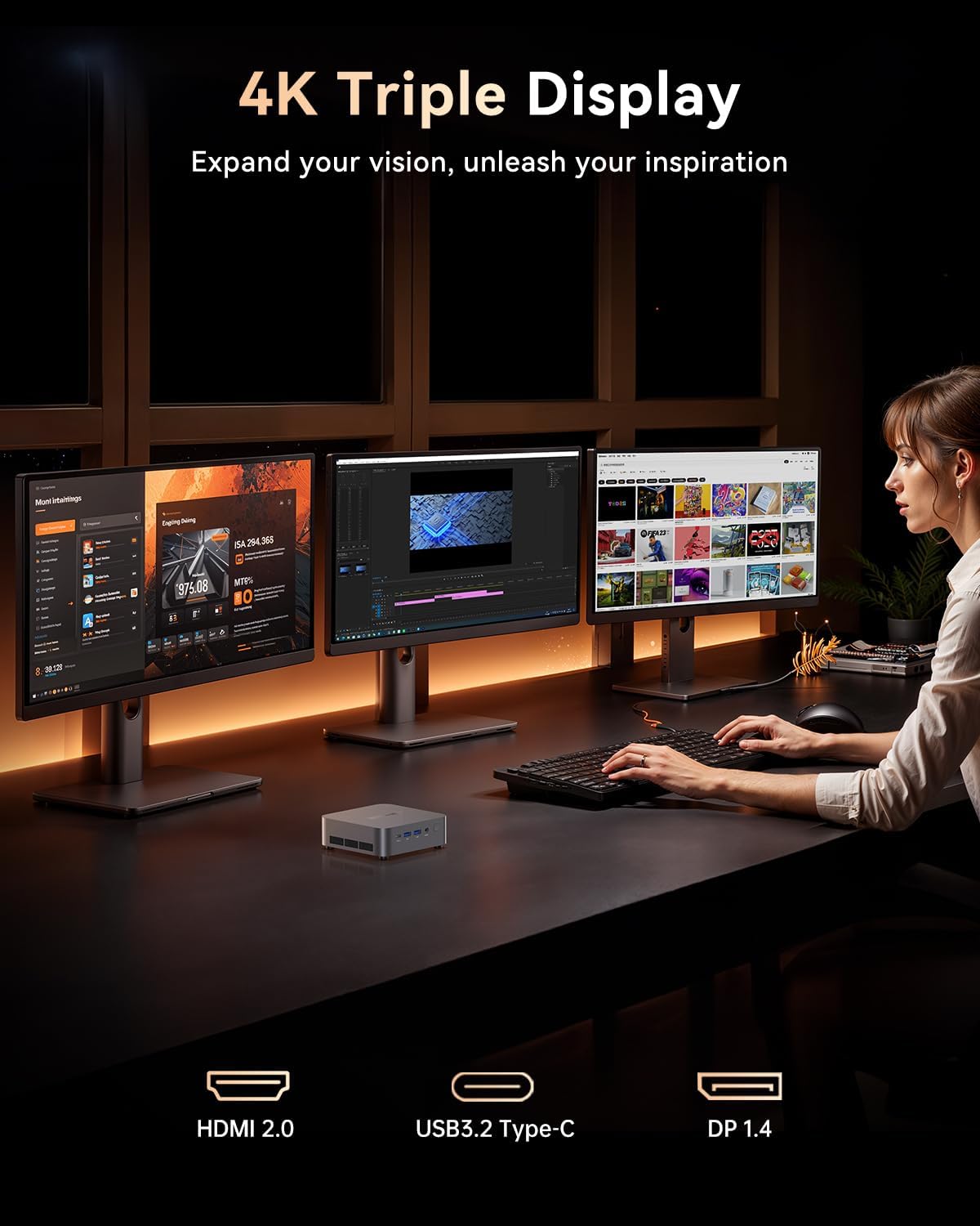 The CTONE M2 mini PC features an Intel Core i9-14900HX processor (up to 5.8 GHz), 32GB of DDR4 memory, a 1TB NVMe SSD
